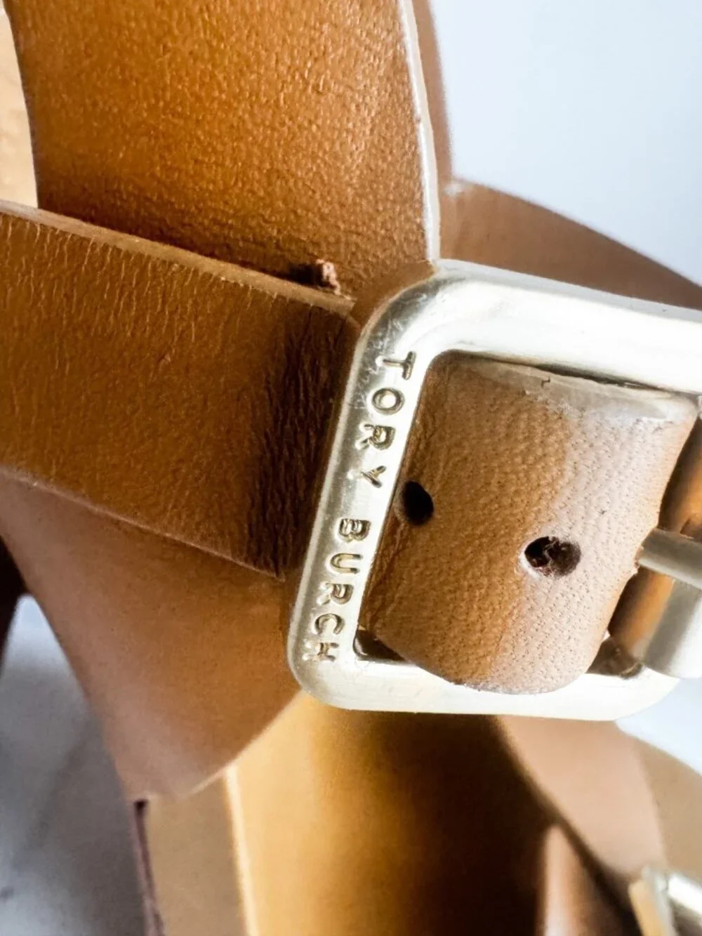 Tory Burch Brown Leather Stacked Heel Sandals 8.5